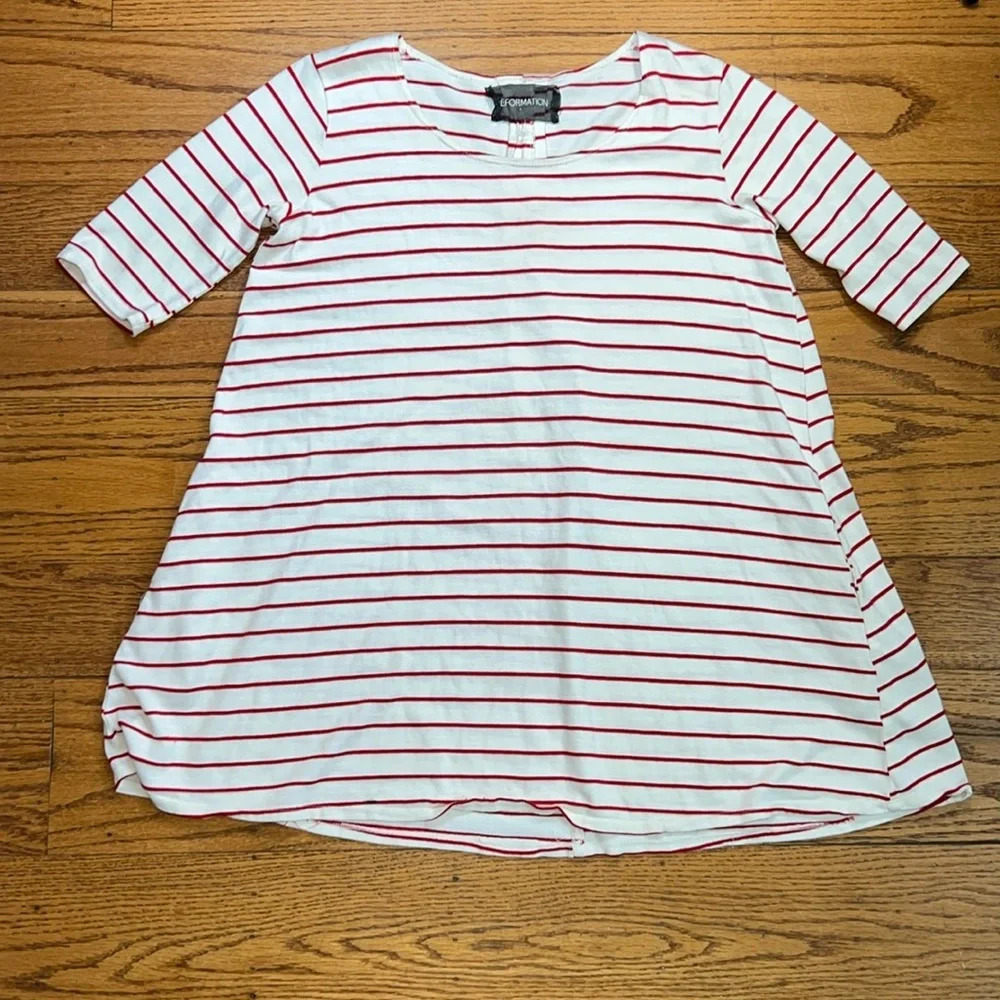 Reformation Red and White Stripped Capsule Wardrobe Mini Dress with Pockets QQ